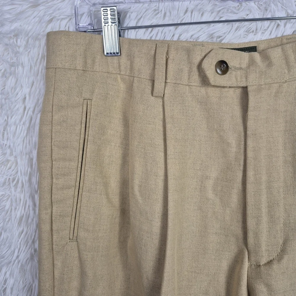 Dockers Class A Pants Mens 38x32 (Fits 34x30)‎ Tan Cotton Linen Old Money Resort